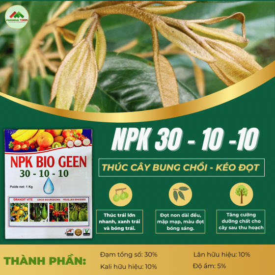 Phân Bón NPK 30-10-10 | Kéo Đọt Mạnh, Dưỡng Cây Sau Thu Hoạch (1kg)