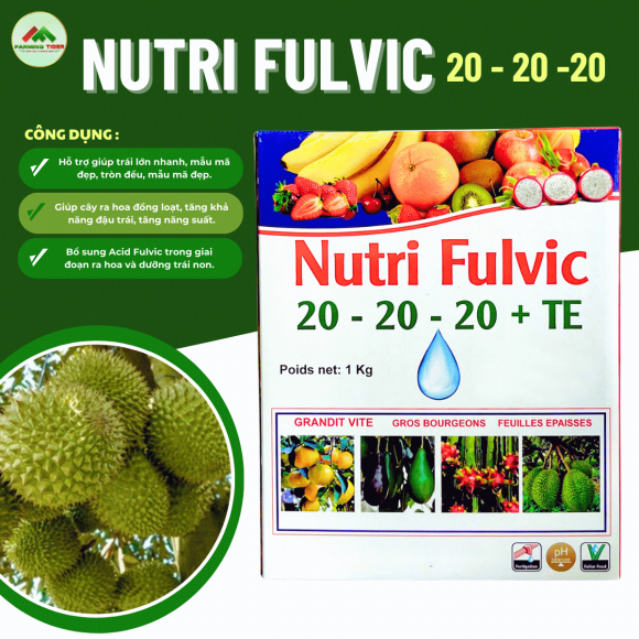 Nutri Fulvic 20-20-20+TE (1 kg) - PHÂN BÓN HỖN HỢP NPK - GIÚP RA HOA, DƯỠNG TRÁI, PHỤC HỒI 