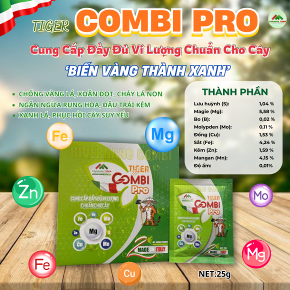 COMBO 20 GÓI - TIGER COMBI PRO – CUNG CẤP ĐẦY ĐỦ TRUNG VÀ VI LƯỢNG CHO CÂY TRỒNG